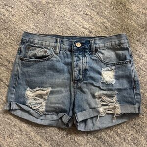 Active Blue Distressed Denim Shorts
